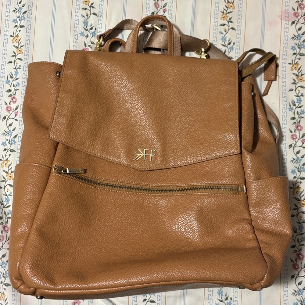Freshly Picked Tan Leather Diaper Bag Backpack
